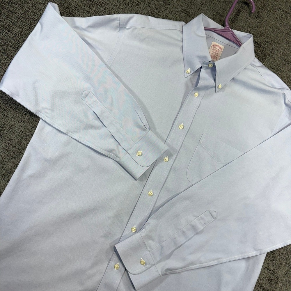 Brooks Brothers Button Down Shirt Mens 16.5‎ 36 Blue Madison  Supima Cotton